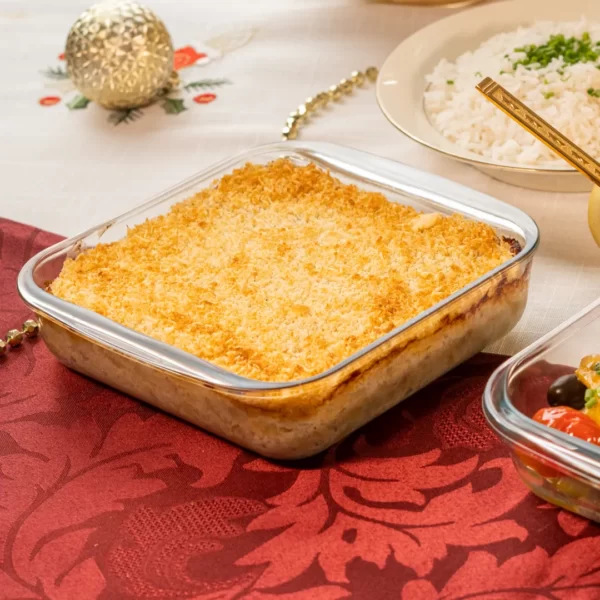 Bacalhau às Natas com Tomilho em Crosta de Farinha de Pão e Parmesão