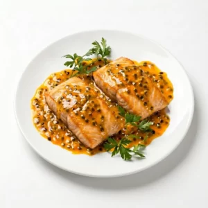 Salmão Assado na Manteiga de Ervas com Legumes